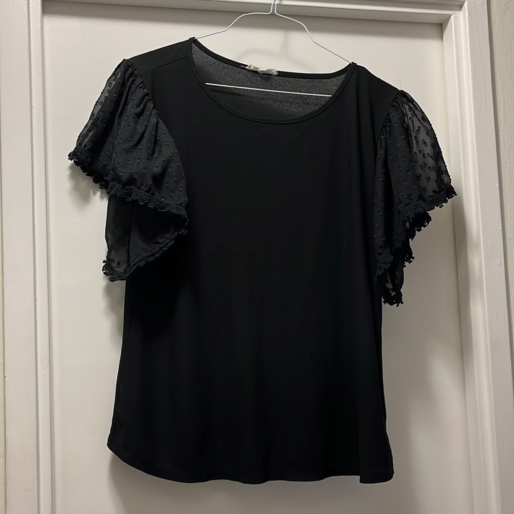 Maurices black poof sleeve blouse